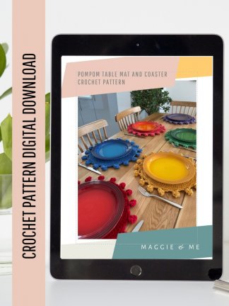 Pompom Table Mat and Coaster - Crochet Pattern